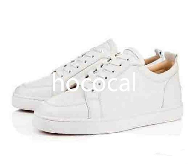 

hococal gift brand red bottom men sneakers low shoes rantulow junior flat men geunine leather whit e black outdoor trainer