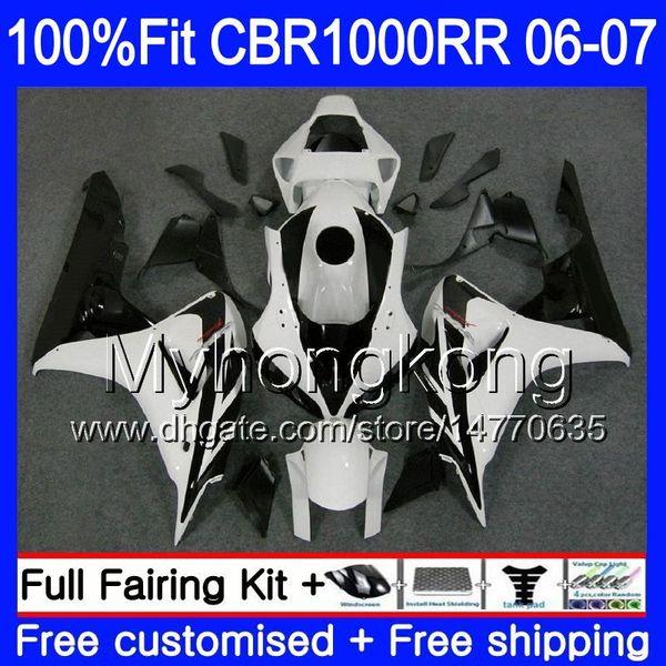 Einspritzgehäuse + Tank für HONDA CBR 1000 RR CBR 1000RR 06-07 276HM.25 heißes Verkleidungsweiß CBR1000RR 06 07 CBR1000 RR 2006 2007 OEM Fairings Kit