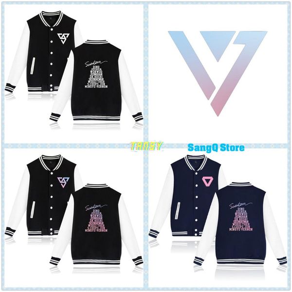 

kpop seventeen mens & womens print jackets and coats seventeen long sleeves baseball jacket, Black