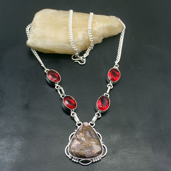 

unique charming pink rhdochrosite red garnet 925 sterling silver pendant necklace women jewelry 18 inch tf883
