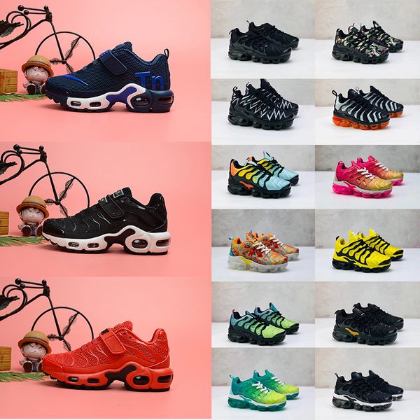 

2020 tn plus kids girlsrunning shoes childrens white black sunburst metallic red bronze barely volt electric green sports baby boy trainers