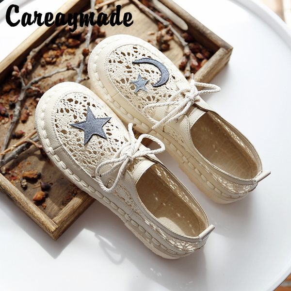 

careaymade-original ручных женской обувь, мягкая подошва швейных сандалий, художественное tarsmoons обувь, зашнуровать маленькие белые ботин, Black