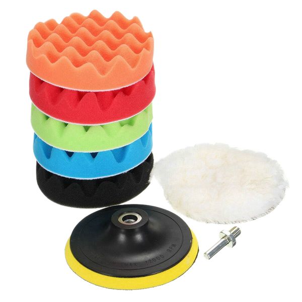 

8pcs/set car sponge polishing pad set 5 inch buffing waxing pad for boat car polisher buffer drill wheel polisher tools
