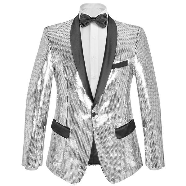 

tuxedo with sequins blazer casual men silver size 50 132047de, White;black