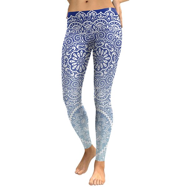 

jigerjoger 2017 royal blue mandala pattern elastic abbigliamento running uomo running yoga legging licras deportivas hombre pant, White;red
