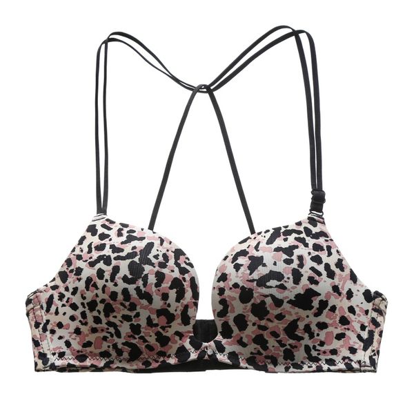 

women bras thin seamless wire leopard print bras bralette backless seamless underwear for women, Red;black