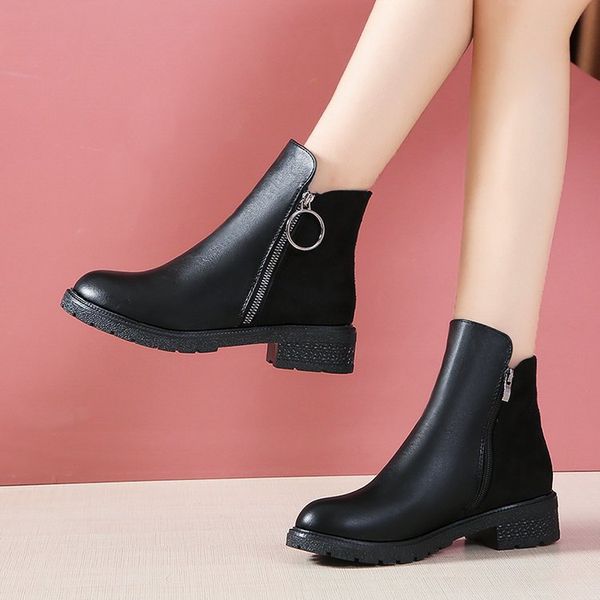 

2019 new autumn winter women boots suede female side zipper boots vintage fashion ankle shoes woman 111, Black