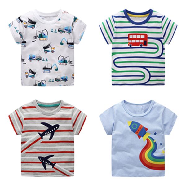 

vidmid мальчиков футболка с коротким рукавом тройники верхние части одежды детей 2-7y т рубашки автомобили хлопок тракторного футболки одежд, Blue