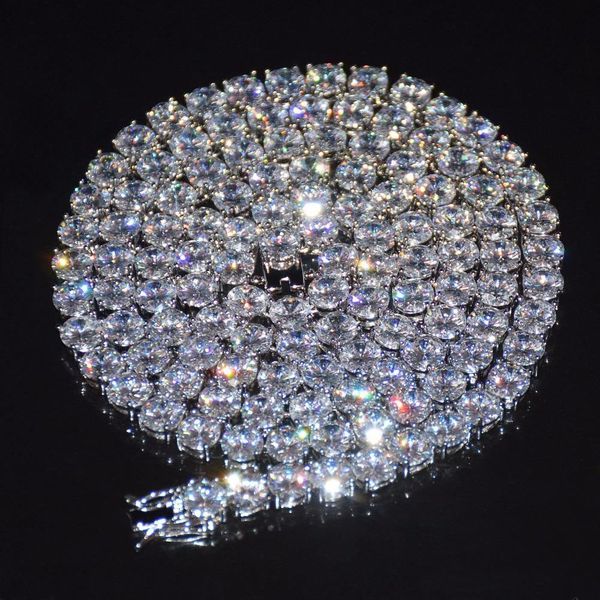 

алмаз теннис цепи ожерелье хип-хоп ювелирные изделия 4 мм ледяной циркон 1 ряд золото серебро медь материал мужчины cz ожерелье ссылка 24 дю, Black