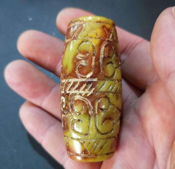 

античный старый натуральный высокий древний нефрит старый нефрит резьба античный нефрит кулон, Silver