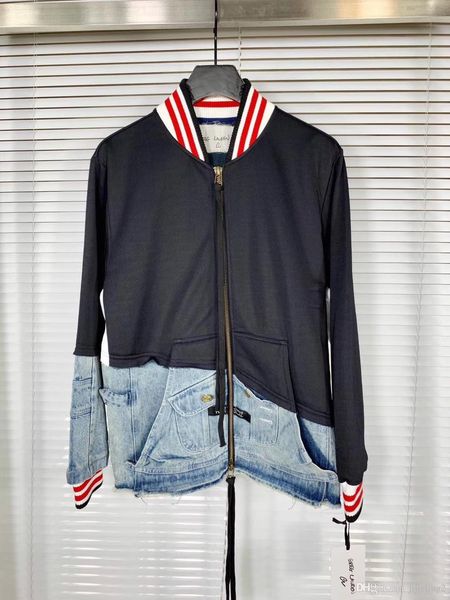 

2019 fall and winter new design mens designer jacket chinese size ~ stitching denim jackets for men, Black;brown