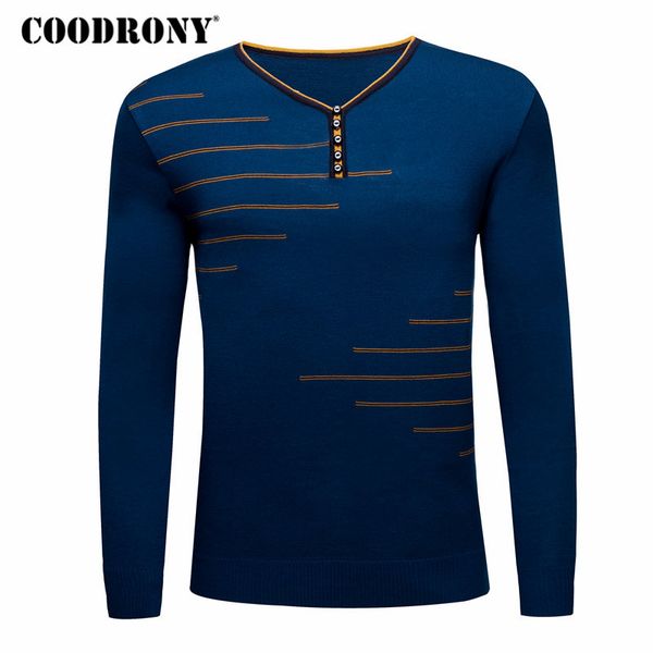 

coodrony sweater men casual long sleeve shirt button v-neck pullover men clothing 2018 autumn winter mens cashmere sweaters 8181, White;black