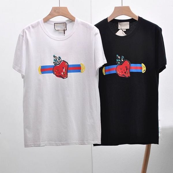 

tide brand designer men2020 new strawberry printing mens t-shirt mens street mens short-sleeved foreign trade t-shirt men and womens celebri, White;black