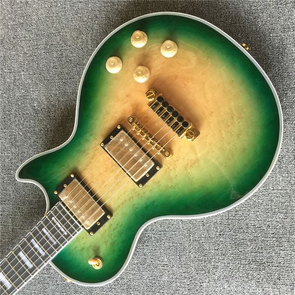 

standard electric guitar yellow-green, chrome hardware,zebra pickup guitar