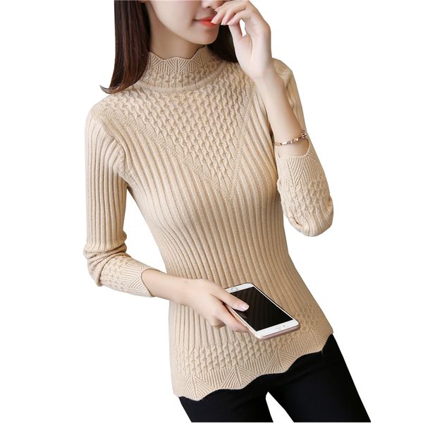 

высокое качество свитера водолазки с длинным рукавом пуловер свитер женщин основная рубашка top твердые упругие тонкий свитер вязаный jumper, White;black