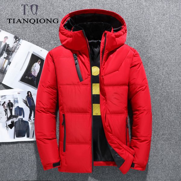 

2019 winter new down jacket men white duck down men section casual thickening warm youth men's hooded coat 1897, Black