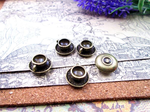 

36pcs-- 14*14mm antique tibetan bronze tone small cup diy charms pendants, Bronze;silver