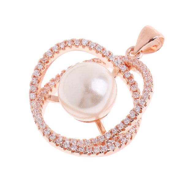 

rose gold rhinestones pearl charm pendant for necklace jewelry making, Silver