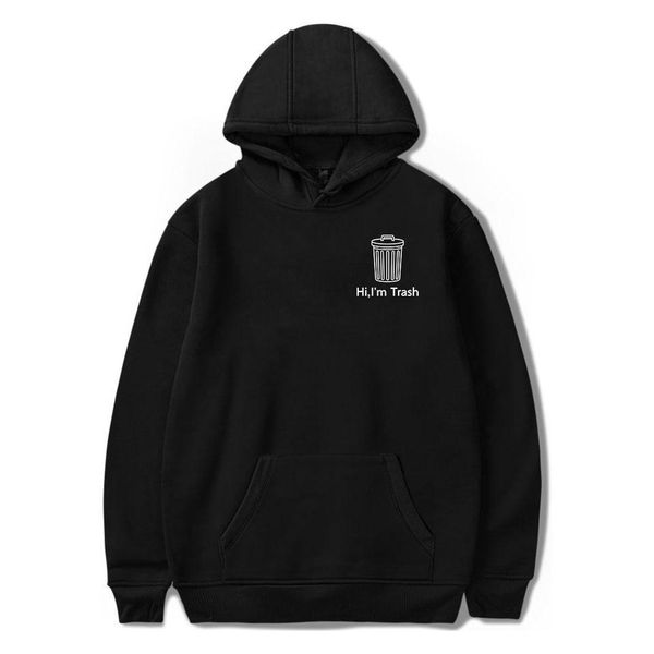 

свинец горячая продажа зима новое прибытие trash can logo печать пуловер толстовка привет я trash смешные толстовки hip hop одежда streetwea, Black