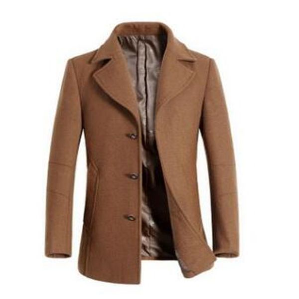 

man trench coat woolen coat winter men's woolen mens overcoat single-bresated men windbreak 150yw, Black
