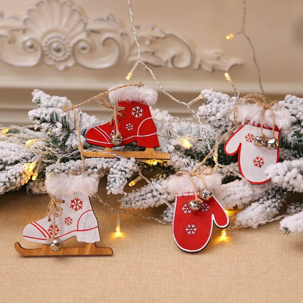 

christmas ski boots gloves shape wooden pendant 1pc christmas glove ski boots wooden pendants xmas tree ornaments home hanging
