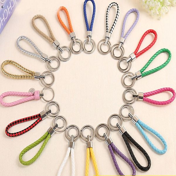 

leather rope key chain car pendant weave key ring men and women key chain valentine day gifts xd20036