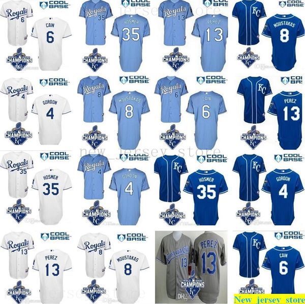

2019 mens women youth baseball jerseys kids stitched 35 eric hosmer 6 lorenzo cain jersey 13 salvador perez jerseys size s-xxxl, Blue;black