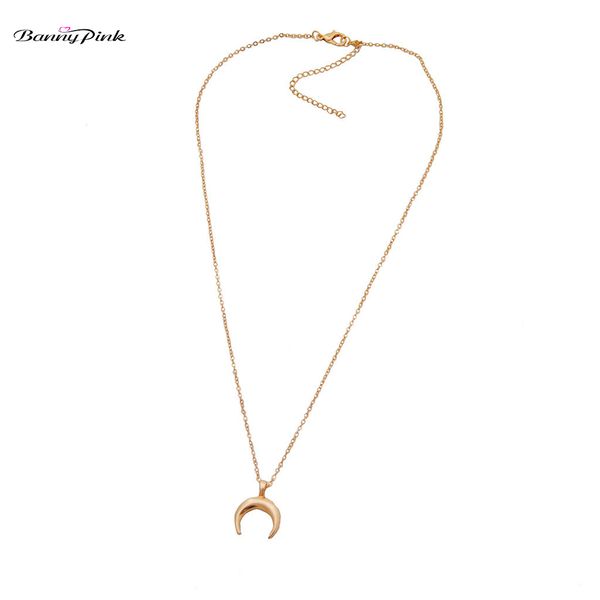 

banny pink new punk alloy crescent pendant choker necklace for women simple moon choker collar vacation clavicle chain necklace, Silver