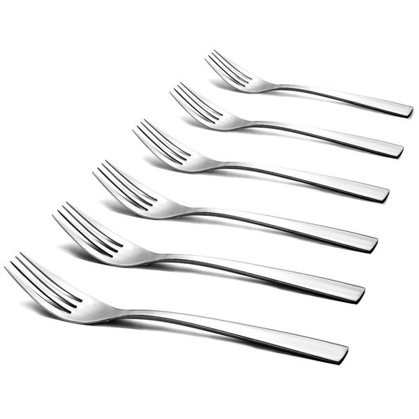 

dinner forks,12-piece stainless steel forks set mirror polished modern flatware cutlery forks for kitchen, 8 inches