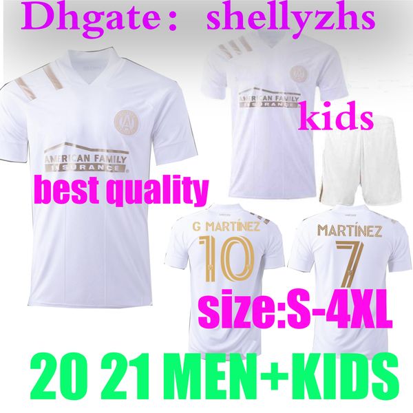 

size:s-4xl men+kids 2020 mls atlanta united fc home away white 20 21 g.martinez martinez nagbe barco boys football uniform shirts, Black;yellow