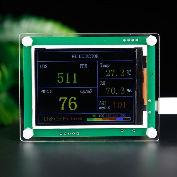 

indoor car inernal durable 2.8" lcd carbon dioxide co2 pm1.0 pm2.5 pm10 tester test temperature humidity#291102