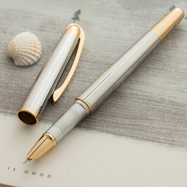 

financial tip 0.38mm extremely fine fountain pen jinhao 606 metal ink pen for school stationery