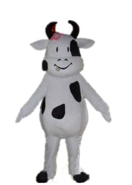 

2018 the head a white dairy cow mascot costume for to wear, Red;yellow