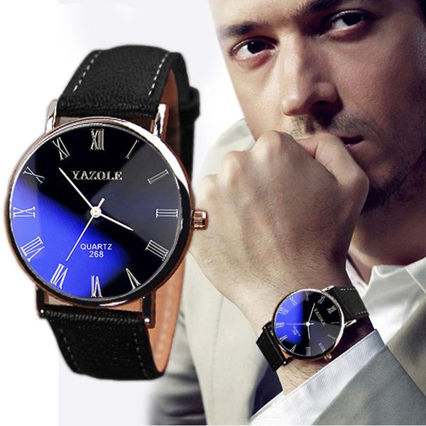 

yazole brand watch fashion hours casual mens luxury fashion faux leather mens quartz analog watch wrist relogio masculino, Slivery;brown