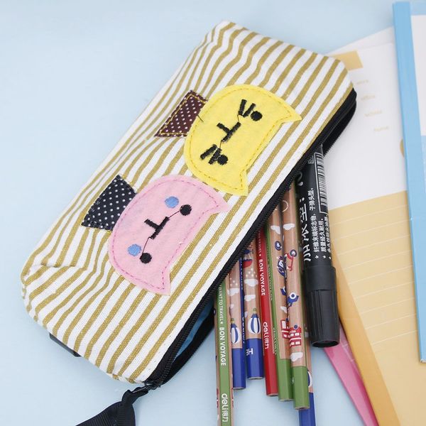 

funny cat pencil case zipper stationery storage bags pencil pouch office stationery canvas bags