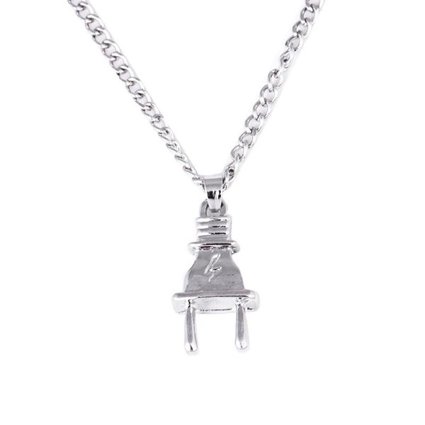 

2020 new gold-color electrical plug shape pendants necklaces men women hip hop charm chains iced out bling jewelry gifts a1, Silver