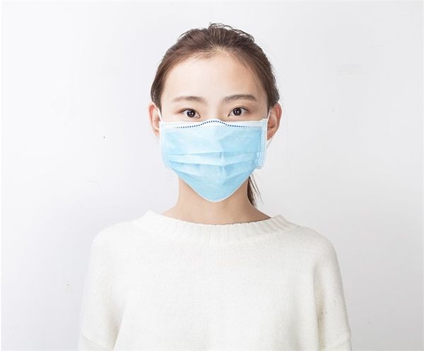 

dhl ship layer 501pcs mouth muffle non woven dust faceearloops party mask blue 3 face masks 935p