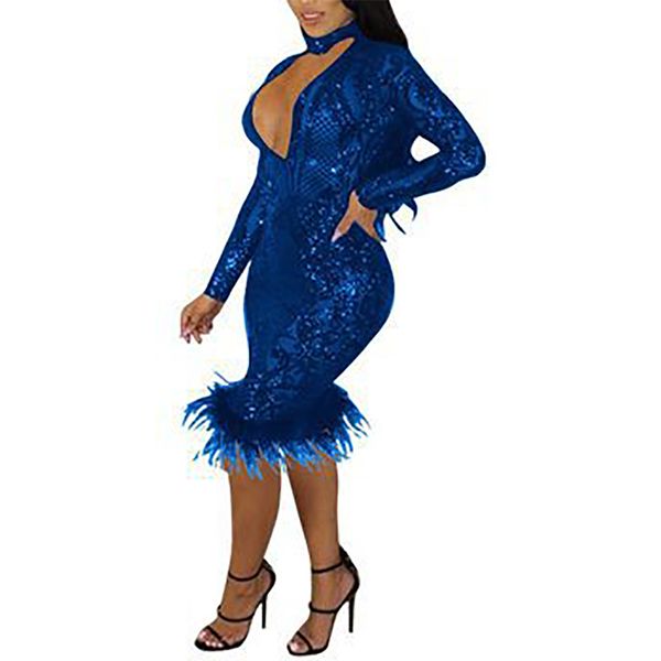 

women bodycon dress long sleeve v-neck lace crocket cocktail party dresses clubwear knee length sequin dress, Black;gray