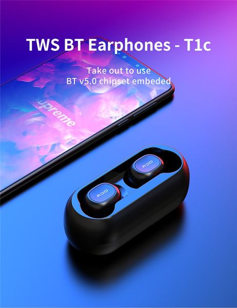 

QCY T1 T1C QS1 TWS Беспроводная связь Bluetooth 5.0 наушники HiFi Mini 3D Stereo Sound Earbuds Двустороннее Фо