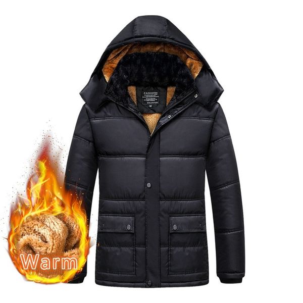 

winter men parka coats warm fleece casual hooded jackets outerwear 2019 solid velvet thicken zipper parkas plus mens clothes, Tan;black
