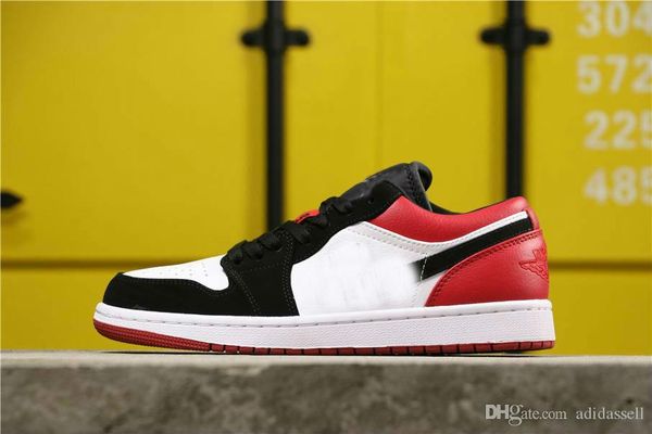 

new 1 og low bred black toe mystic white red men basketball designer shoes amazing fashion women sport sneakers