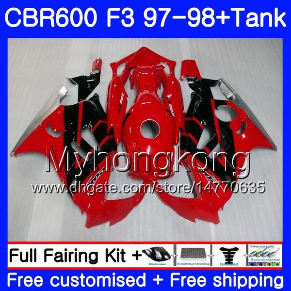 + Tank HONDA CBR600FS Fabrika kırmızı çerçeve CBR600RR CBR600 F3 1997 1998 Karnın 290HM.63 CBR 600 F3 FS CBR 600F3 97 98 CBR600F3 97 98 Kaporta