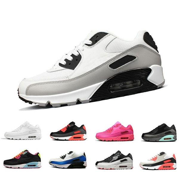 

new men women classic 90 running shoes black red white sports trainer air cushion surface breathable max sports sneakers
