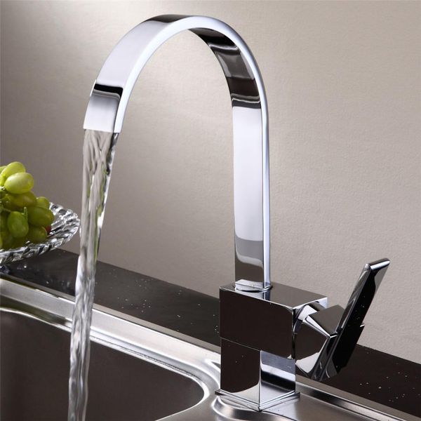 

square chrome brass kitchen bathroom cold water switch basin mixer tap