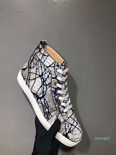 

graffiti python leather red bottom sneaker for women luxury designer mens outdoor trainers party wedding dress with box z02, Black