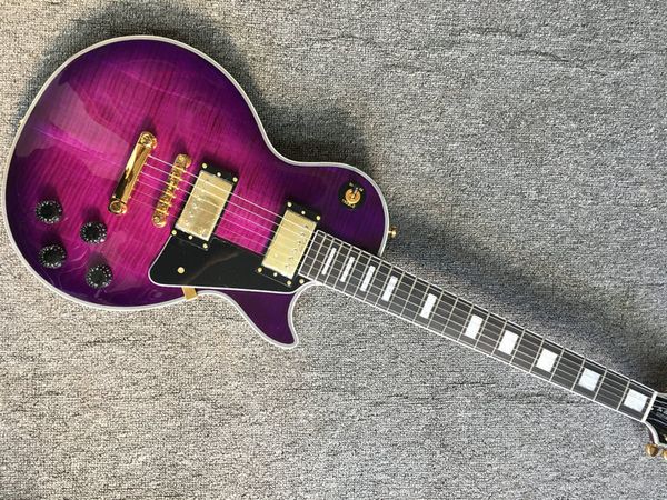 

in stock new custom shop purple color lp electric guitar tiger stripes cover 1959 r9 lp guitar ing