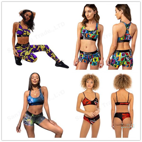 

women designs swimsuit swimwear i-shaped crop bra + shorts trunks boxers 2pcs bikini set camo shark vest pants swim suit swimwear e22908, White;black
