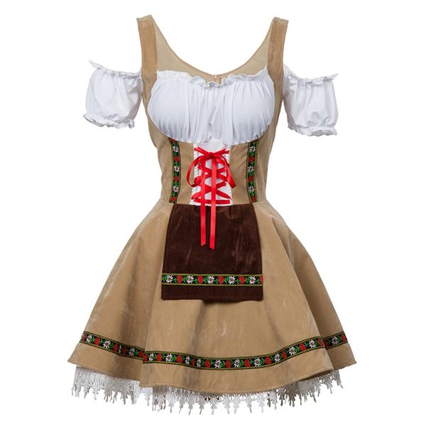 

german traditional dirnl oktoberfest bavarian beer maid costume beer girl bar maiden fancy dress, Silver