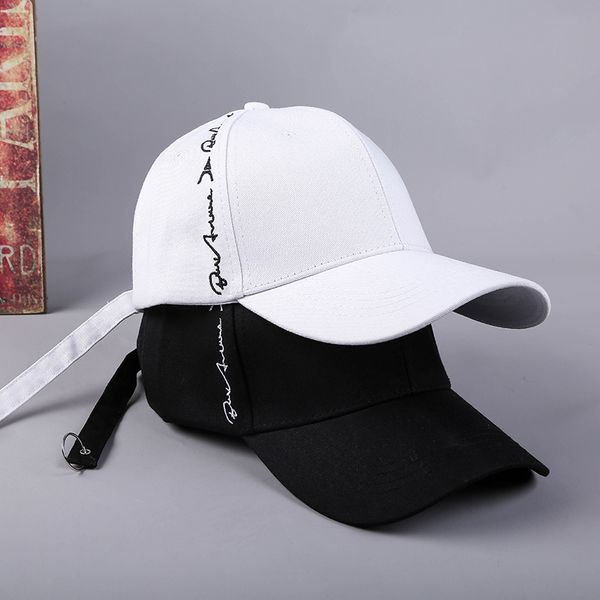 

2019 spring and summer new side embroidered letter men and women hat baseball cap creative long belt concealed dome snapback, Blue;gray