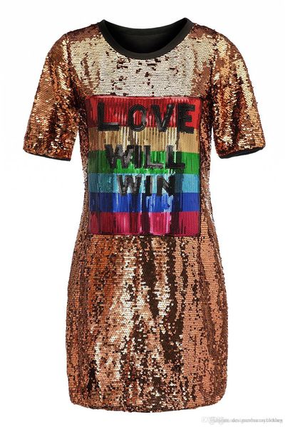 

dress loose love will win letters designer dresses summer clothing women club sequin, Black;gray